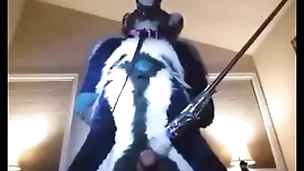 Furry tied up added to milked back wand