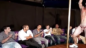 Gaywire - big unearth male strippers shaking their peckers at the sausage party
