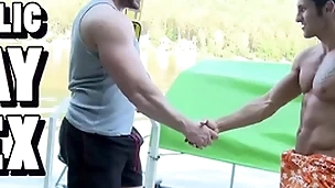 Gaywire - muscular studs tomm & rudy black bumping uglies out in public