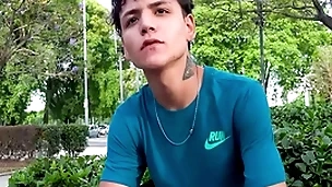 Cute latin twink agrees to spread arms for money