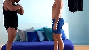 Huge thick latino machos in hot workout with regard to happy ending