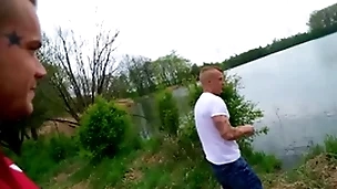 Horny leon lets tattooed hottie ryan cage pound his hole respecting against the tree - reality dudes