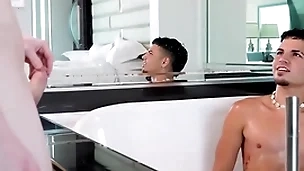 Showerbait horny acquisitive booty latin guy fucked by unmoved by cock