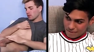 Two interracial twink step brothers caught by step dad who joins in be fitting of threesome