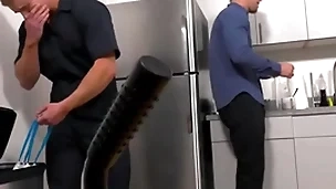 Janitor barebacked away from boss beside the office