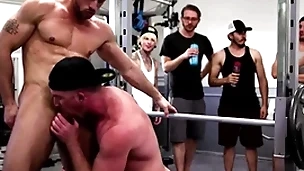 Wooh, hold on! what on earth is going on this gym?! several men nick fitt and roman todd completely shameless get naked and start fucking each other. in public! the other exercisers are shocked!