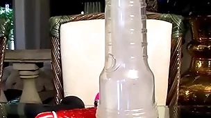 Naughty twink micah andrews uses dildo coupled with fleshlight solo