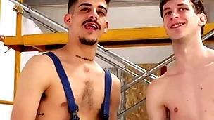 Electric drill machine destroys companions asshole! hardcore twinks with massive dildos