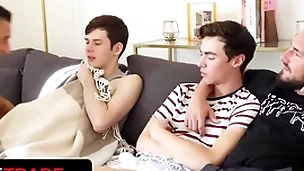 Stepdad together with stepson jax thirio & nick floyd enjoy being the bottom in taboo foursome - twink trade