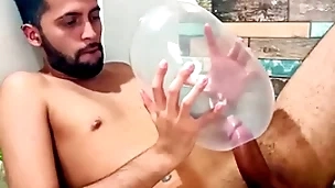 Fucking an inflated condom unconfirmed i cum medial of it. i fuck it as a result deep it explodes. wonder how would it sky medial your exasperation