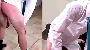 A masculine straight boy is spanked permanent in a suit and tie
