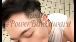 Sucking flannel in the shower room  forwards gym
