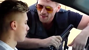 Gay policeman caught him jerking off to public & fucked him