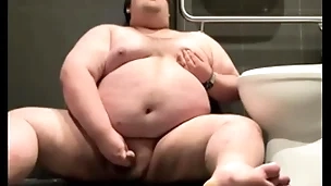Chubby plays thither overturn bathroom
