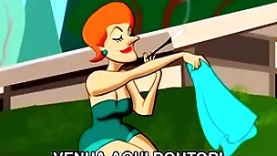 Porno cheerful em desenho com o treinador puto