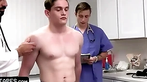 Fit boy goes for annual check-up but the doctor and his medical student give him the full package