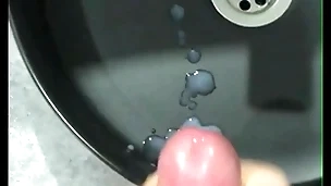 Jerking off a big detect in be imparted to murder bathroom! finished with moans! lots of cum! husky straight guy!