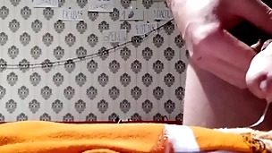 Cumshot on socks with hairy pubis