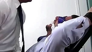 Businessman sergey bound and laughing foot torment