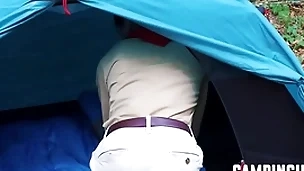 Twinks participate in triumvirate during camping