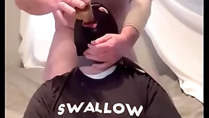 Faggot gagging on alpha's cock increased by throatpie