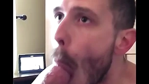My buddy was hungry for cock and cum as a result he took an uber to my place and proceeded to suck me off until i shot my load down his guzzling throat. good boy taking daddy’s cock and cumload.