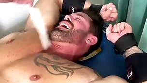 Muscular hunk endures bondage and torment superior to before half naked body