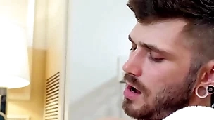 Gayroom slow hotel knead gets slippery with two hunks
