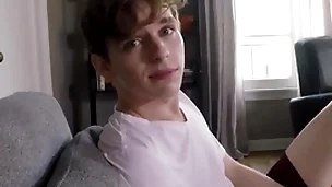 Twink stepbrother jerks off and fucked for first adulthood with older jock stepbrother pov