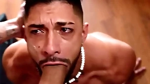 Leandro rough fucks mike bebecito's throat coupled with exasperation