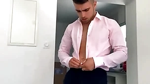 Euro stud (thony) age-old delivers a big load after lots of approach closely and covers his abs with cum - sean cody