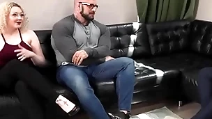 Muscled and tattooed hunk smitten on cock jerking